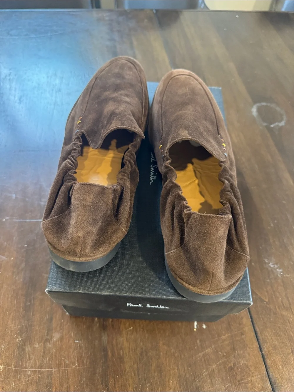 Paul Smith Brown Suede Slip-On Loafers with Signature Stripe Detail